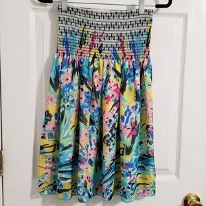 Colorful Flower Abstract Strapless Dress-2 For $25